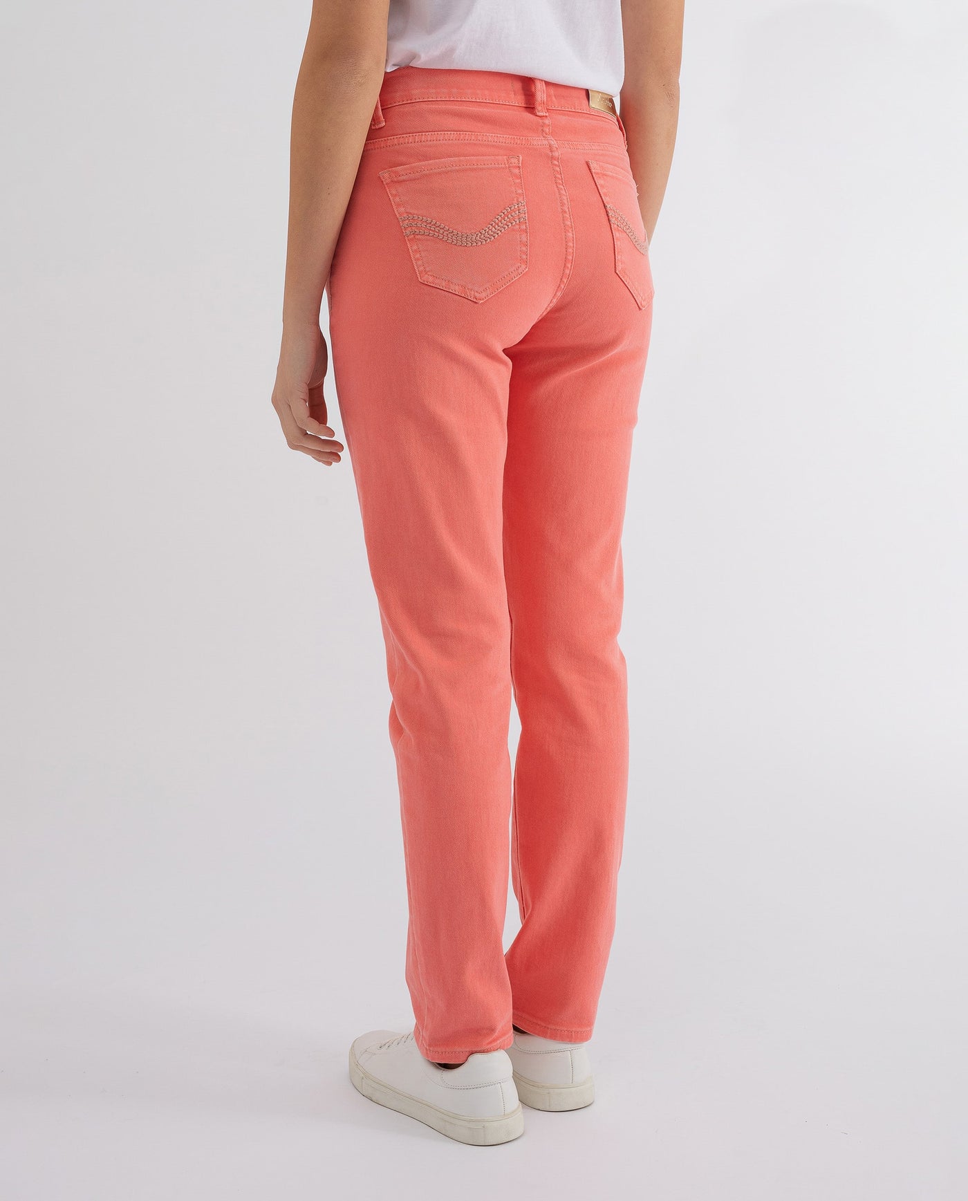 PANTS WITH 5 POCKETS CORAL GARMENT DYE