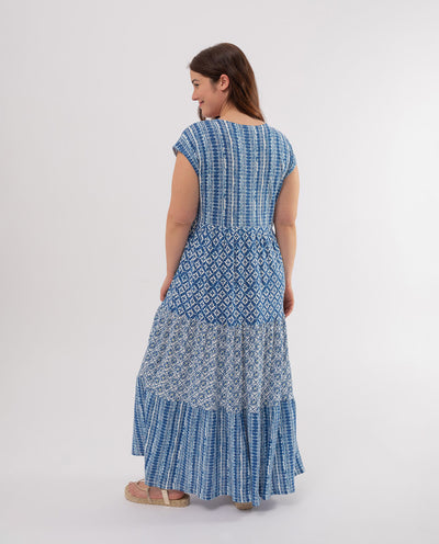 COBALT BLUE BLUE PRINTED KNIT DRESS