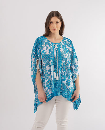 PONCHO ESTAMPADO  TURQUESA