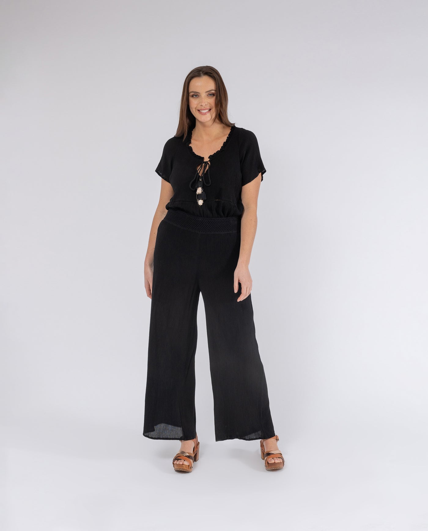 BLACK BAMBULA PALAZZO PANTS