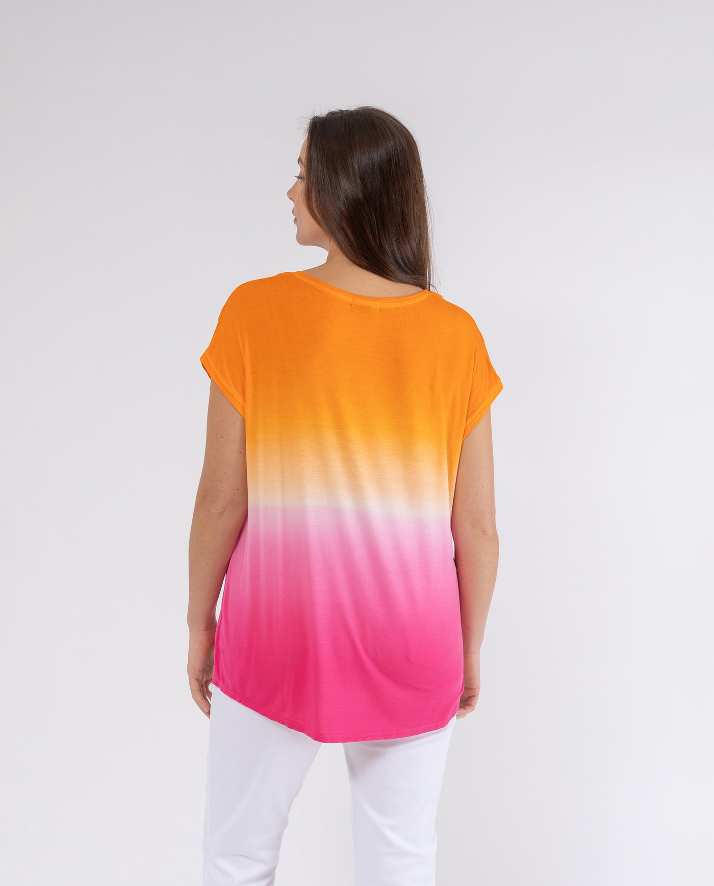 TIE DYE TWO-TONE T-SHIRT WITH ORANGE LUREX STITCHING