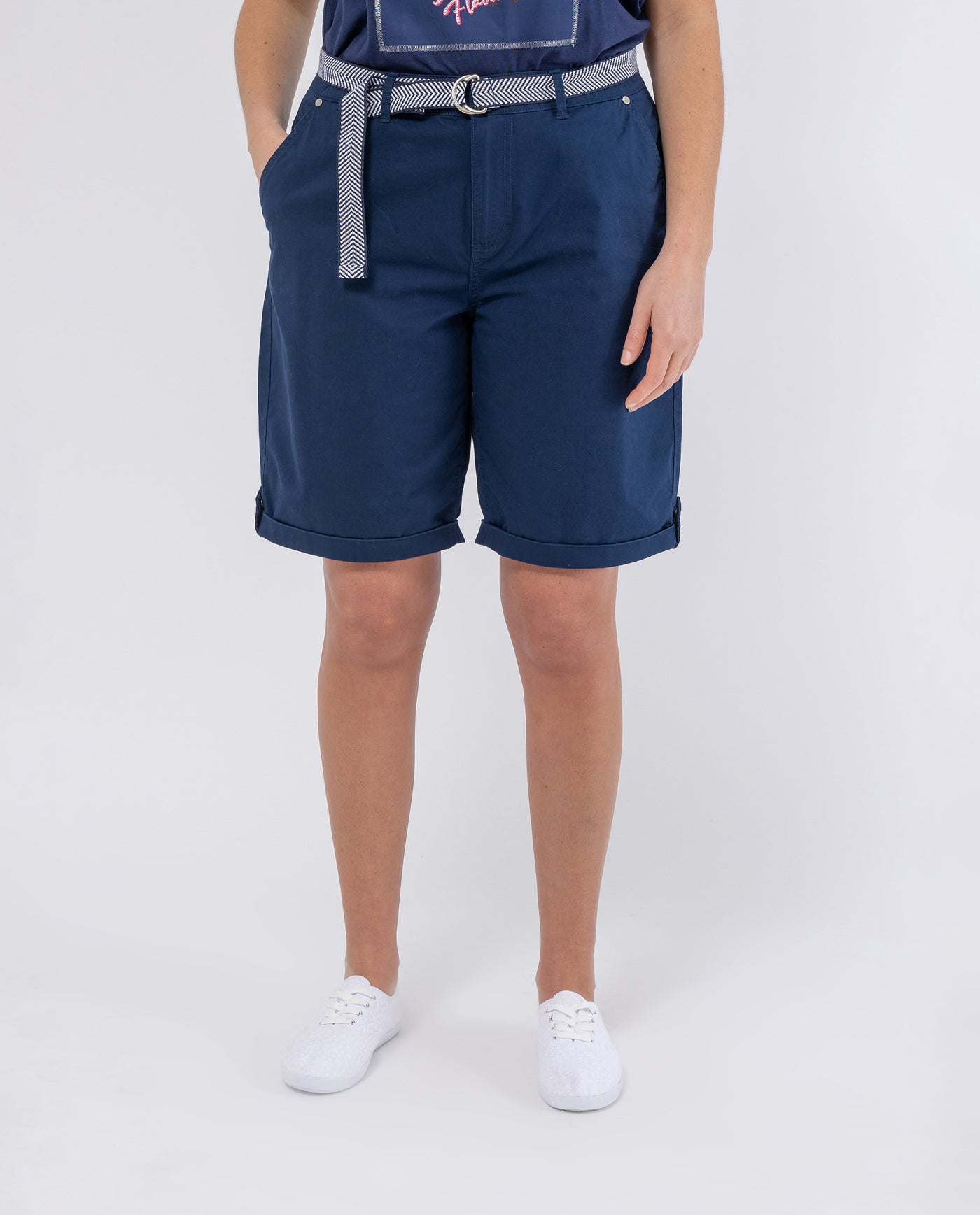 BERMUDA BASIC CON CINTURA BLU NAVY