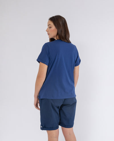 T-SHIRT CON CUCITURE IN FILO METALLIZZATO BLU MARINO