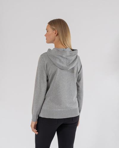 SWEATER WITH HOOD AND METALLIC THREAD IN CENTER AND SLEEVES JASPER GREY