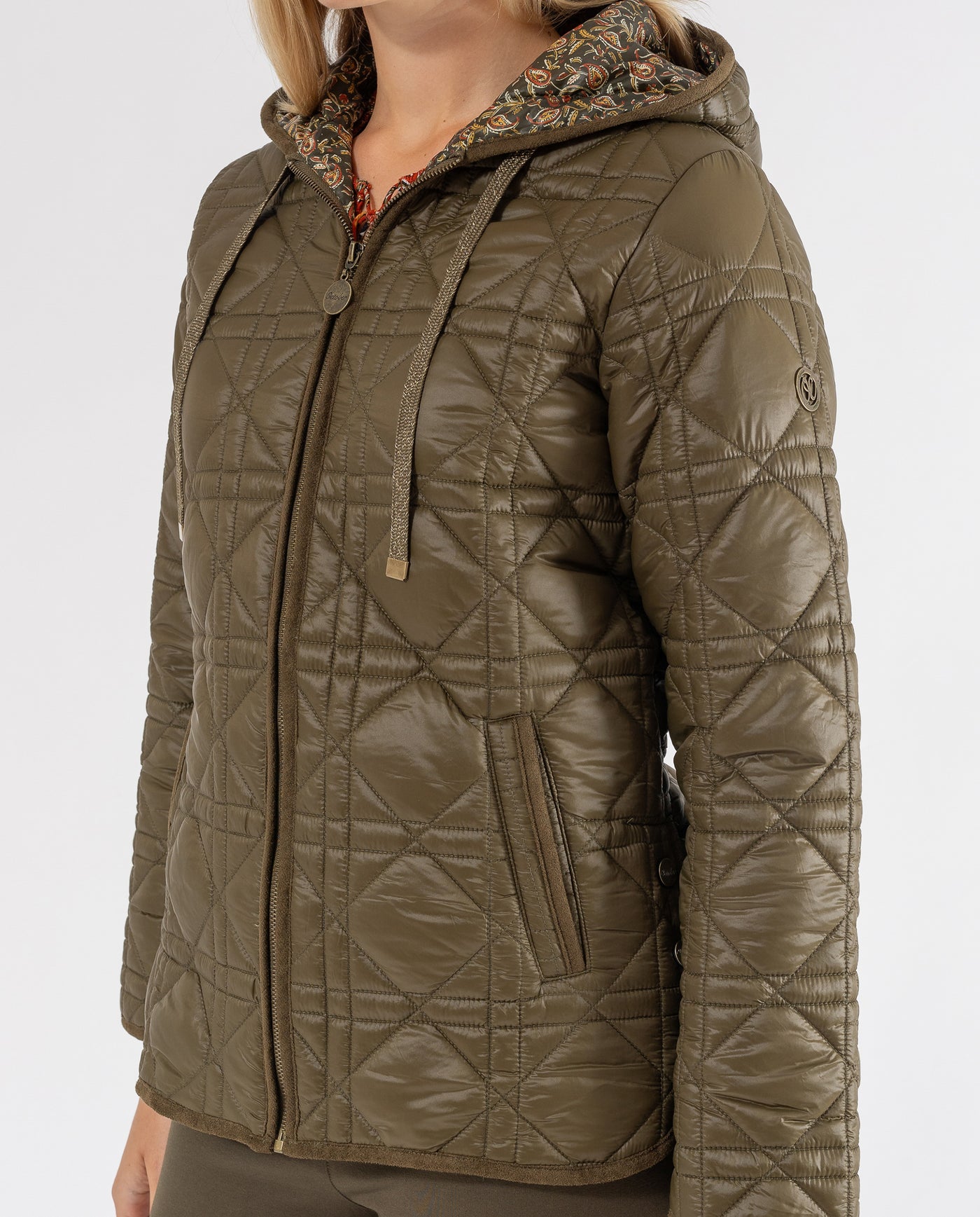 HOODED PARKA WITH CONTRASTING KHAKI TRIMS