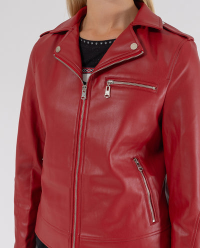 GIACCA BIKER IN ECOPELLE ROSSA