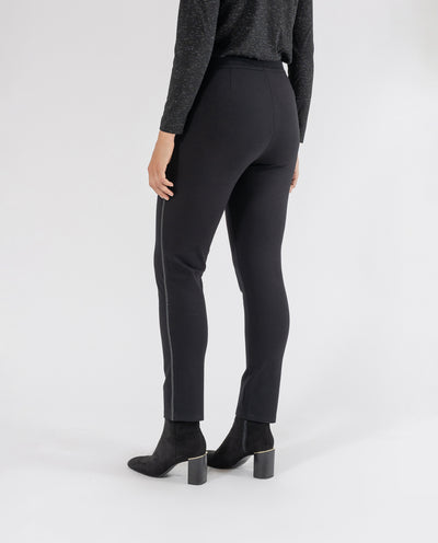 LEGGINGS CON APLIQUE IMITACION PIEL NEGRO