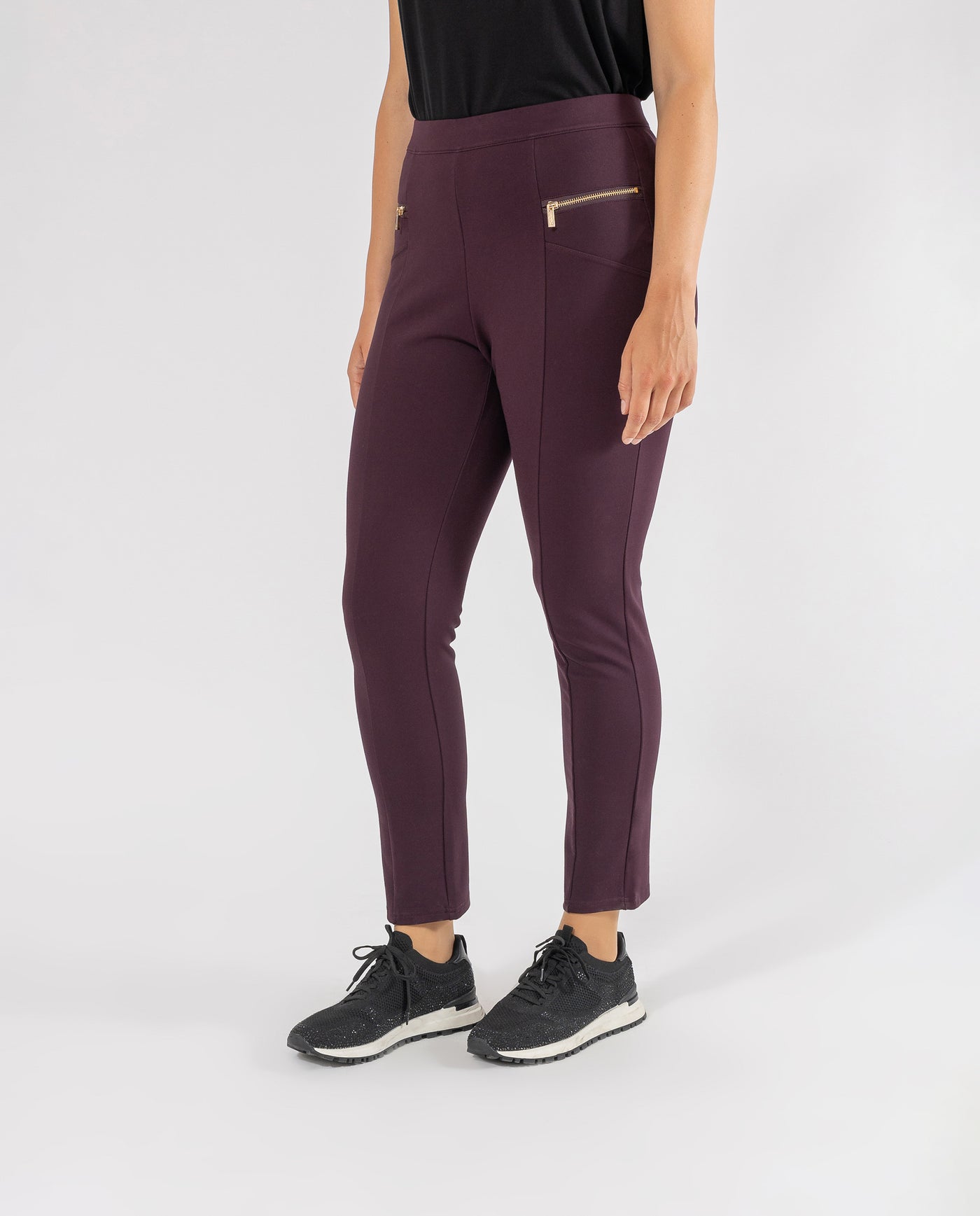 LEGGINGS CON CREMALLERAS  BERENJENA