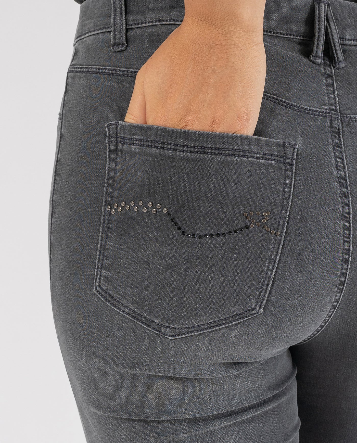 WASHED JEGGINGS WITH RHINESTONES ON DARK GREY POCKETS