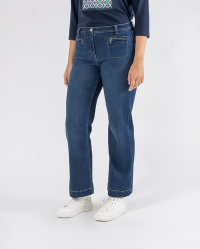 DARK BLUE JEANS WITH ZIPPER POCKETS