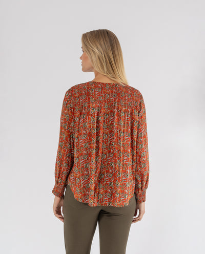 PAISLEY PRINT BLOUSE WITH BURNT ORANGE METALLIC THREAD