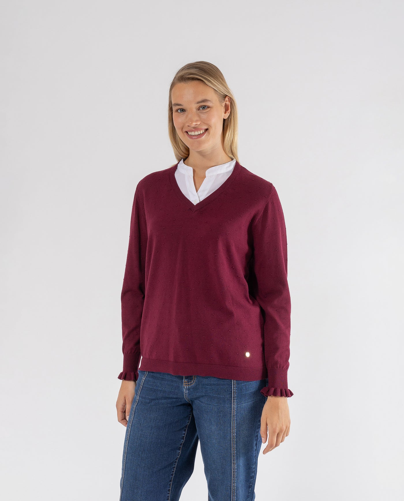 MAROON SHIRT COLLAR SWEATER