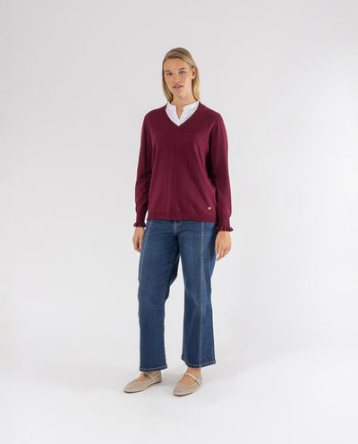 MAROON SHIRT COLLAR SWEATER