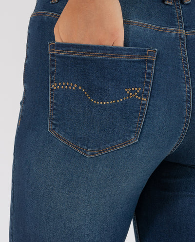 JEGGINGS LAVADO CON STRASS EN BOLSILLOS  AZUL OSCURO