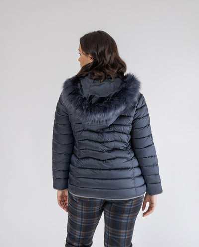 PARKA WITH MEDIUM BLUE CONTRASTING PIPE