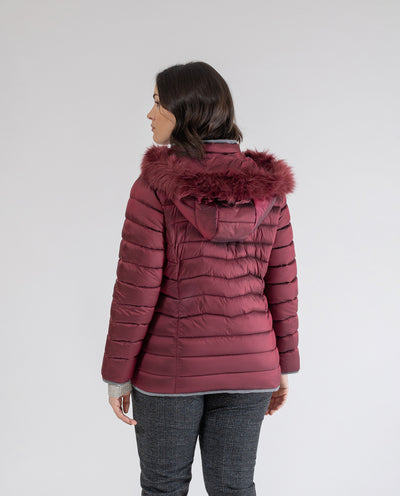 PARKA WITH RED CONTRASTING TRIM