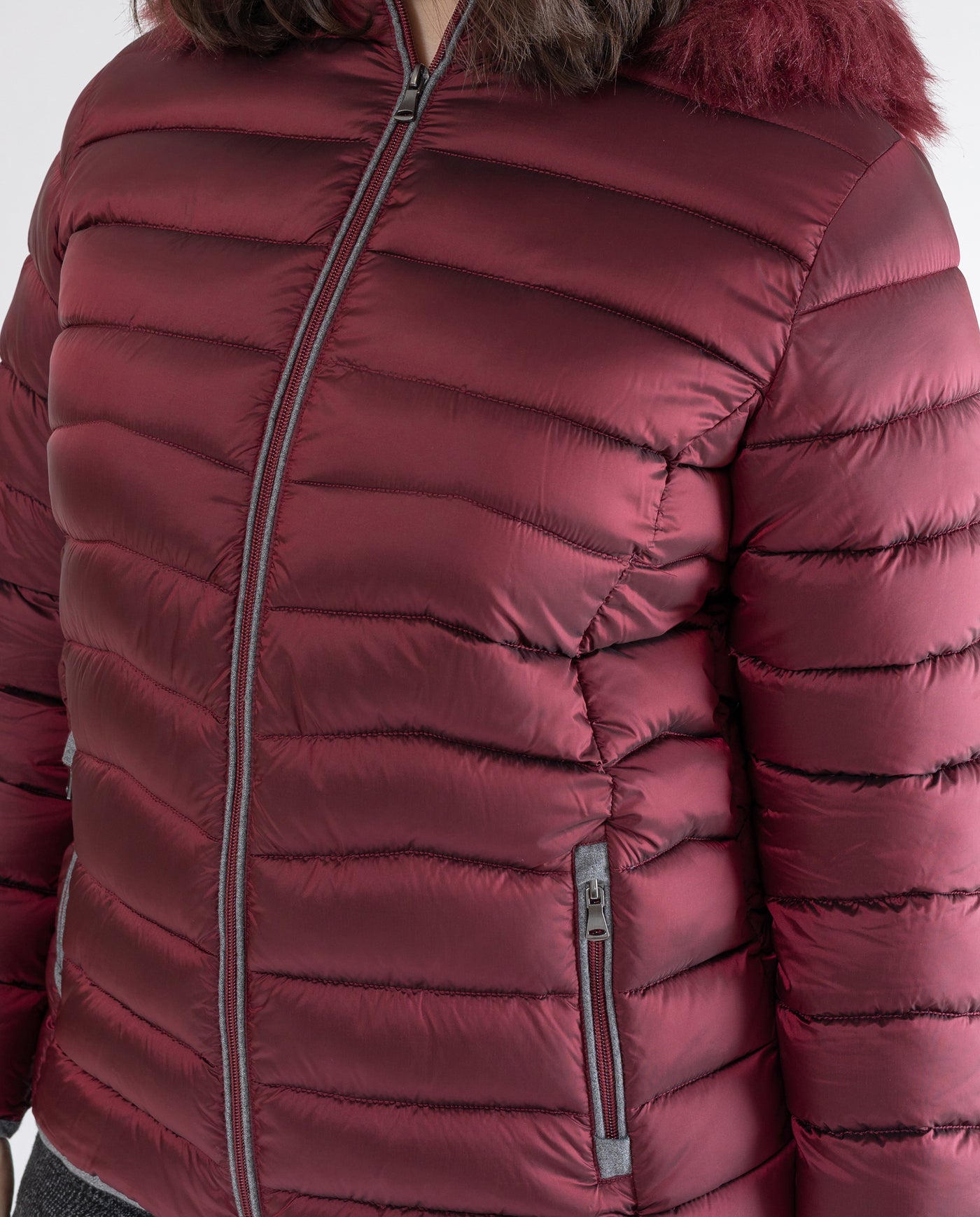 PARKA CON TUBO A CONTRASTO ROSSO