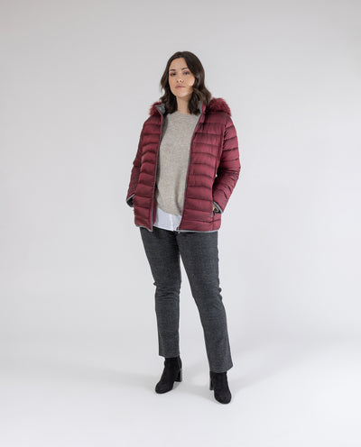 PARKA WITH RED CONTRASTING TRIM