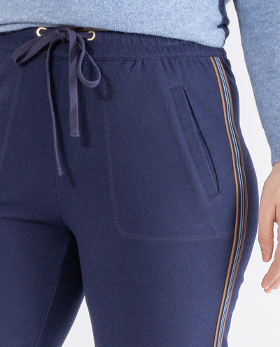 PANTALONI JOGGER BLU SCURO CON NASTRO LATERALE