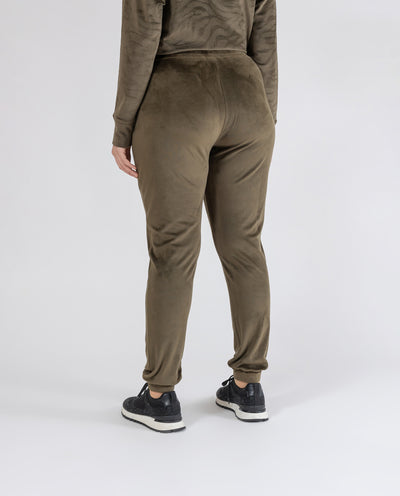 PANTALON JOGGER TERCIOPELO LETRAS CAQUI