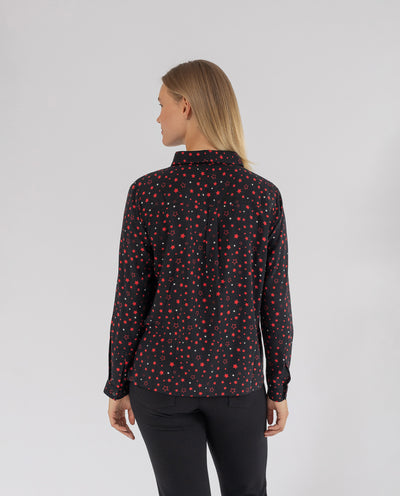 BLUSA CON STAMPA STELLE NERE