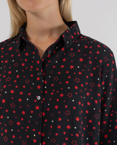 BLACK STAR PRINT BLOUSE