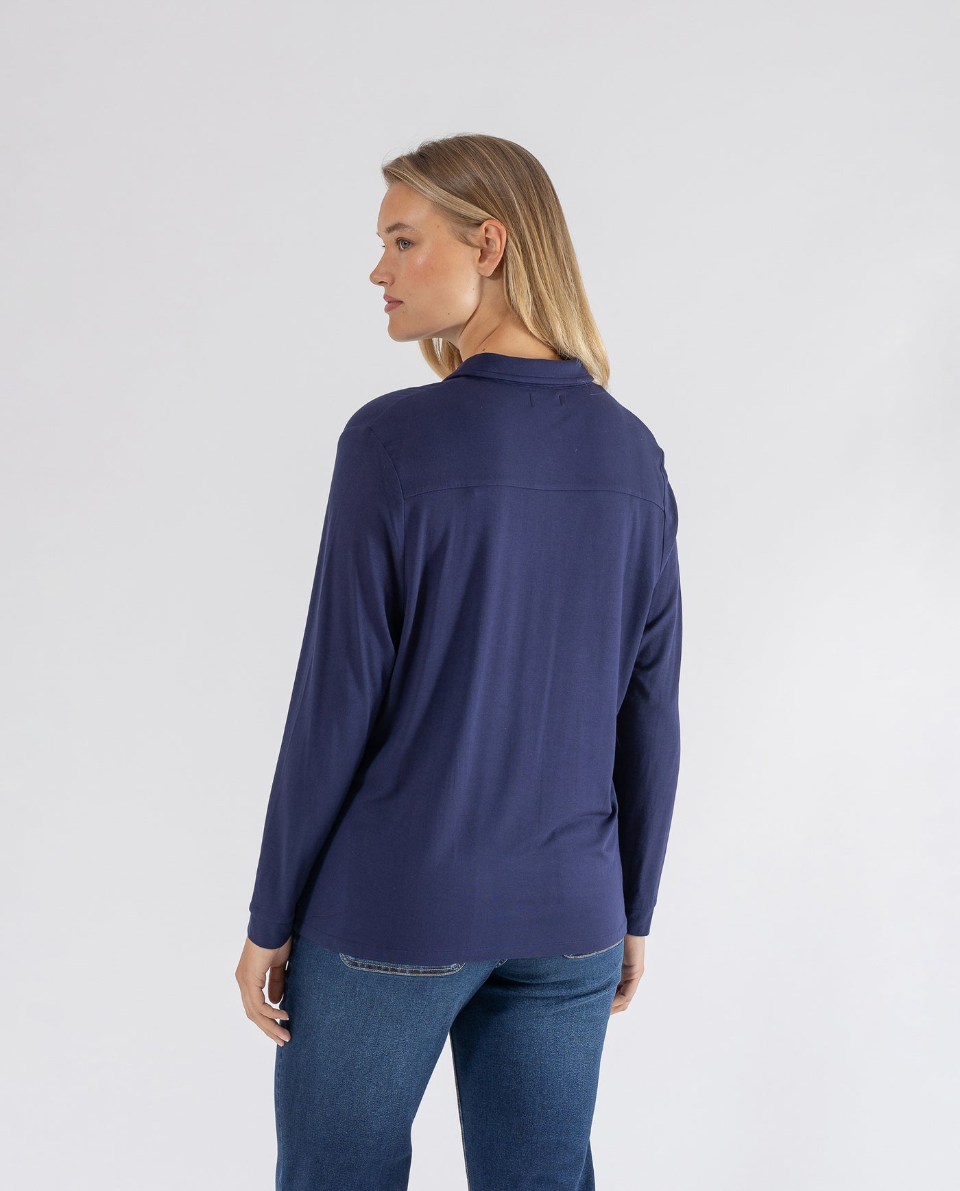 BLUSA PUNTO LISA AZUL OSCURO