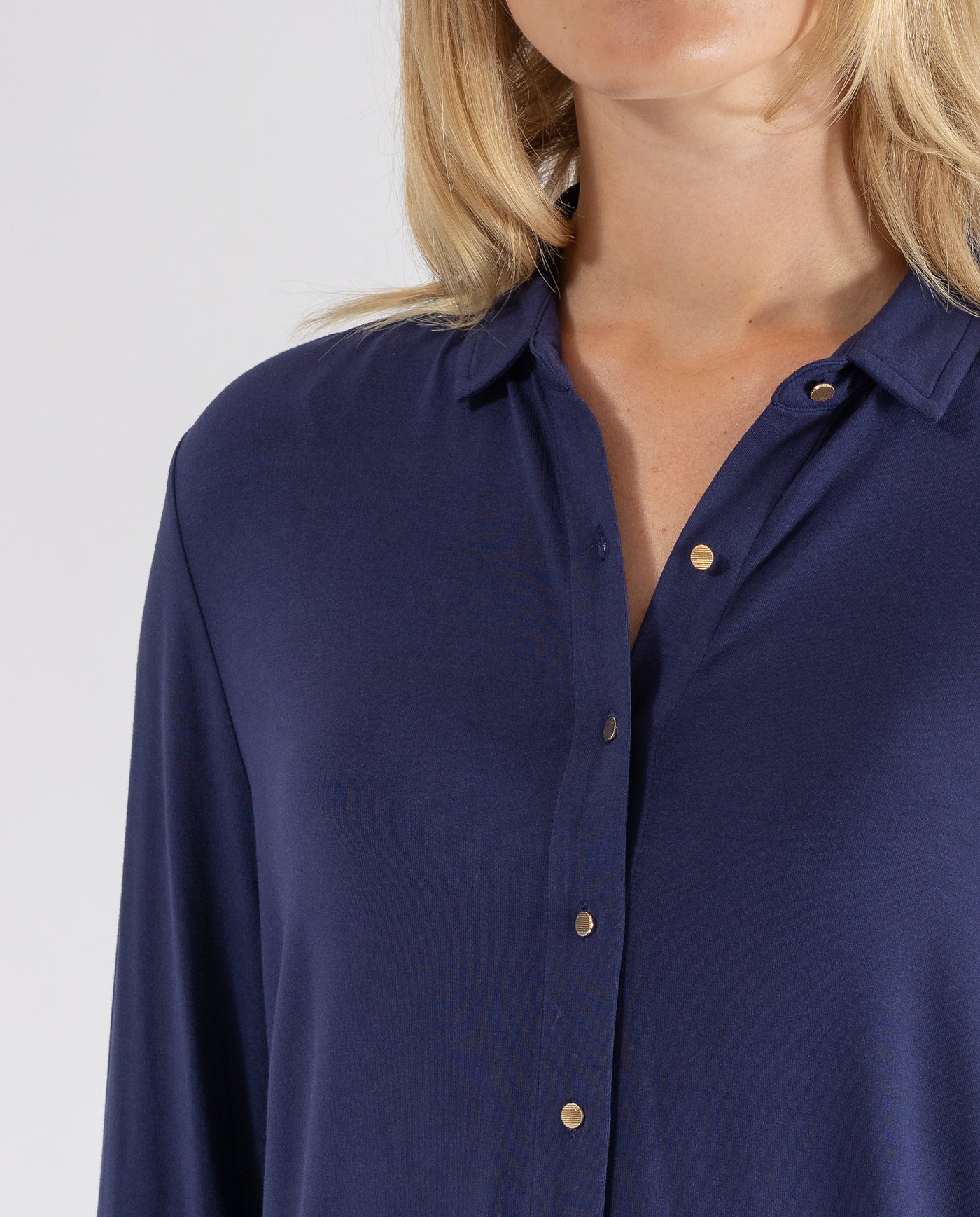 BLUSA PUNTO LISA AZUL OSCURO