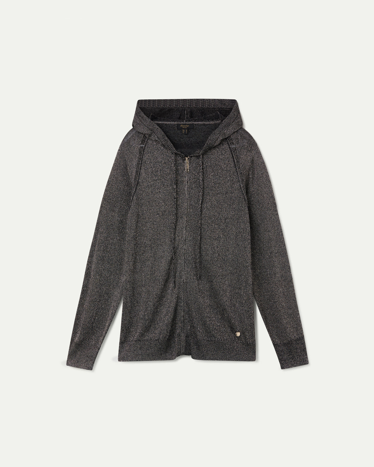 BLACK FRONT ZIP HOODED CARDIGAN