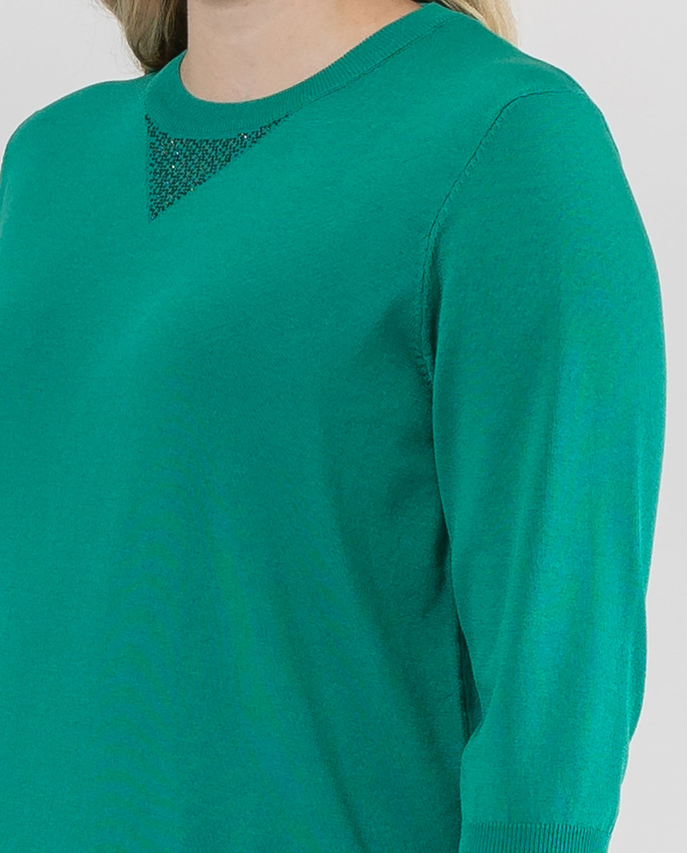 JERSEY CUELLO REDONDO, MANGA TRES CUARTOS VERDE