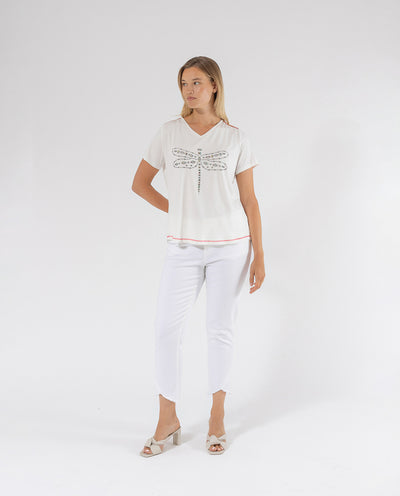 T-SHIRT CON STAMPA POSIZIONALE Ecru DRAGONFLY