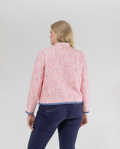 CHAQUETA CORTA BOLSILLOS DE PLASTRON  ROSA