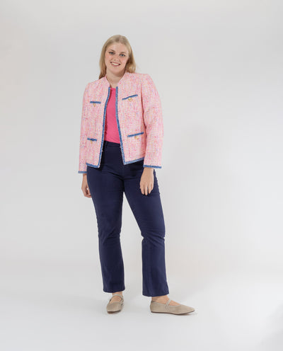 CHAQUETA CORTA BOLSILLOS DE PLASTRON  ROSA