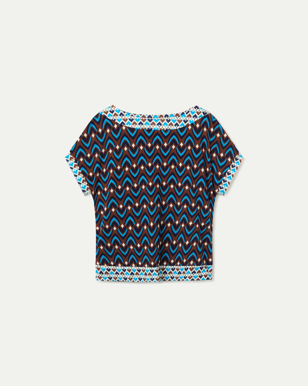 BLUE SHORT SLEEVE GEOMETRIC PRINT T-SHIRT