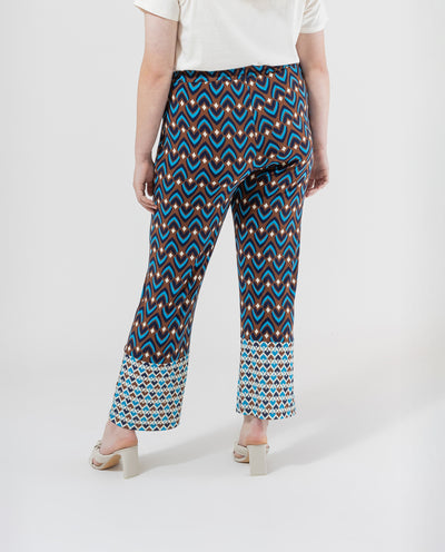 PANTALON ESTAMPADO GEOMETRICO  AZUL