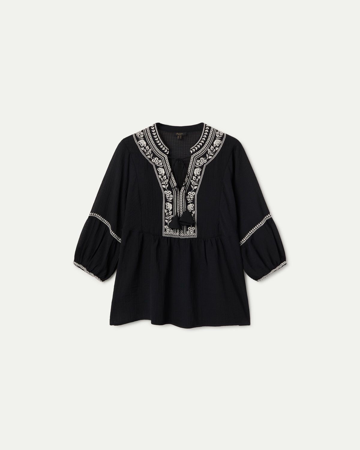 MAO COLLAR BLOUSE THREE-QUARTER SLEEVES BLACK