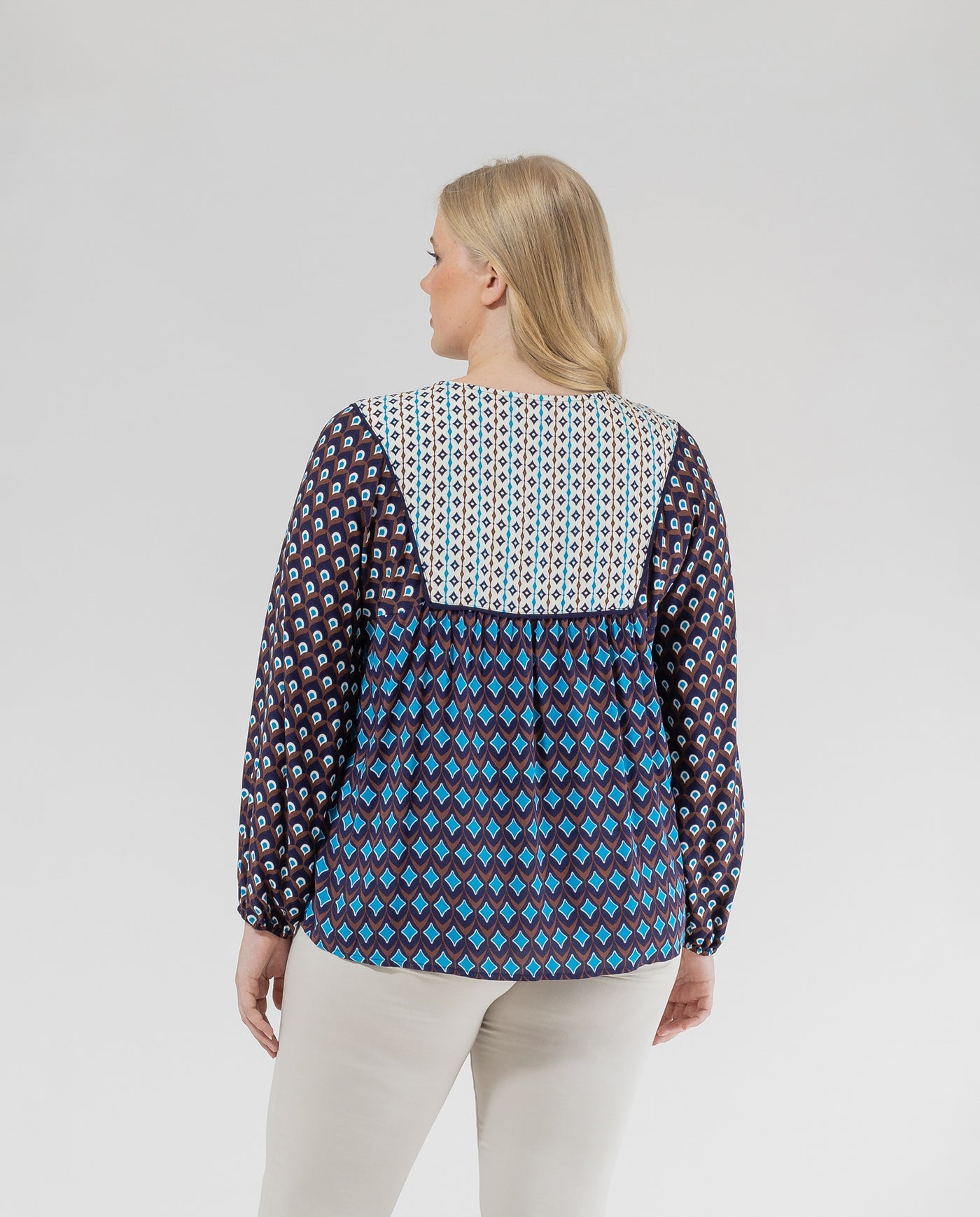 BLUSA ESTAMPADOS COMBINADOS  AZUL