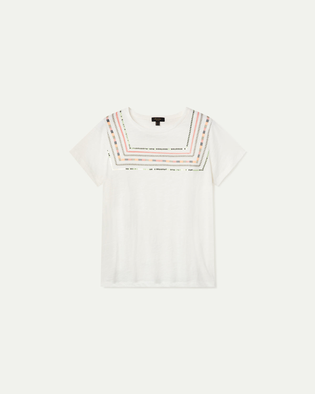 SHORT SLEEVE T-SHIRT WITH RAW FRONT EMBROIDERY