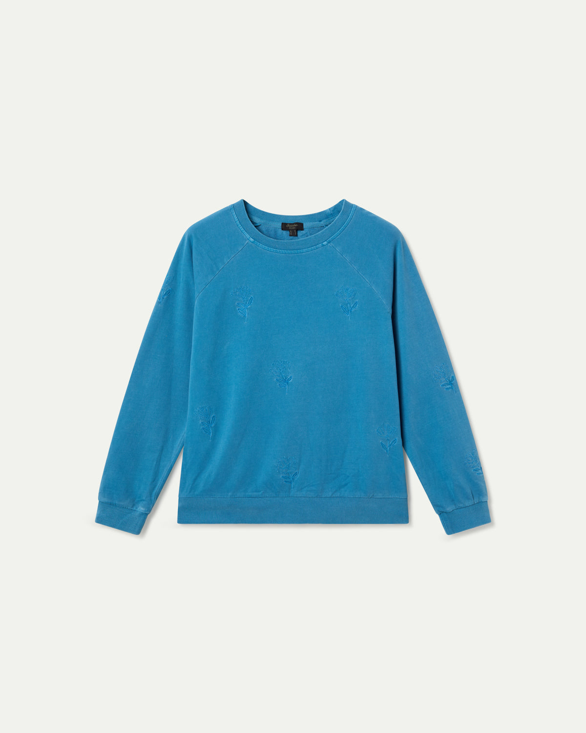 GARMENT DYE SWEATSHIRT WITH EMBROIDERY. MEDIUM BLUE