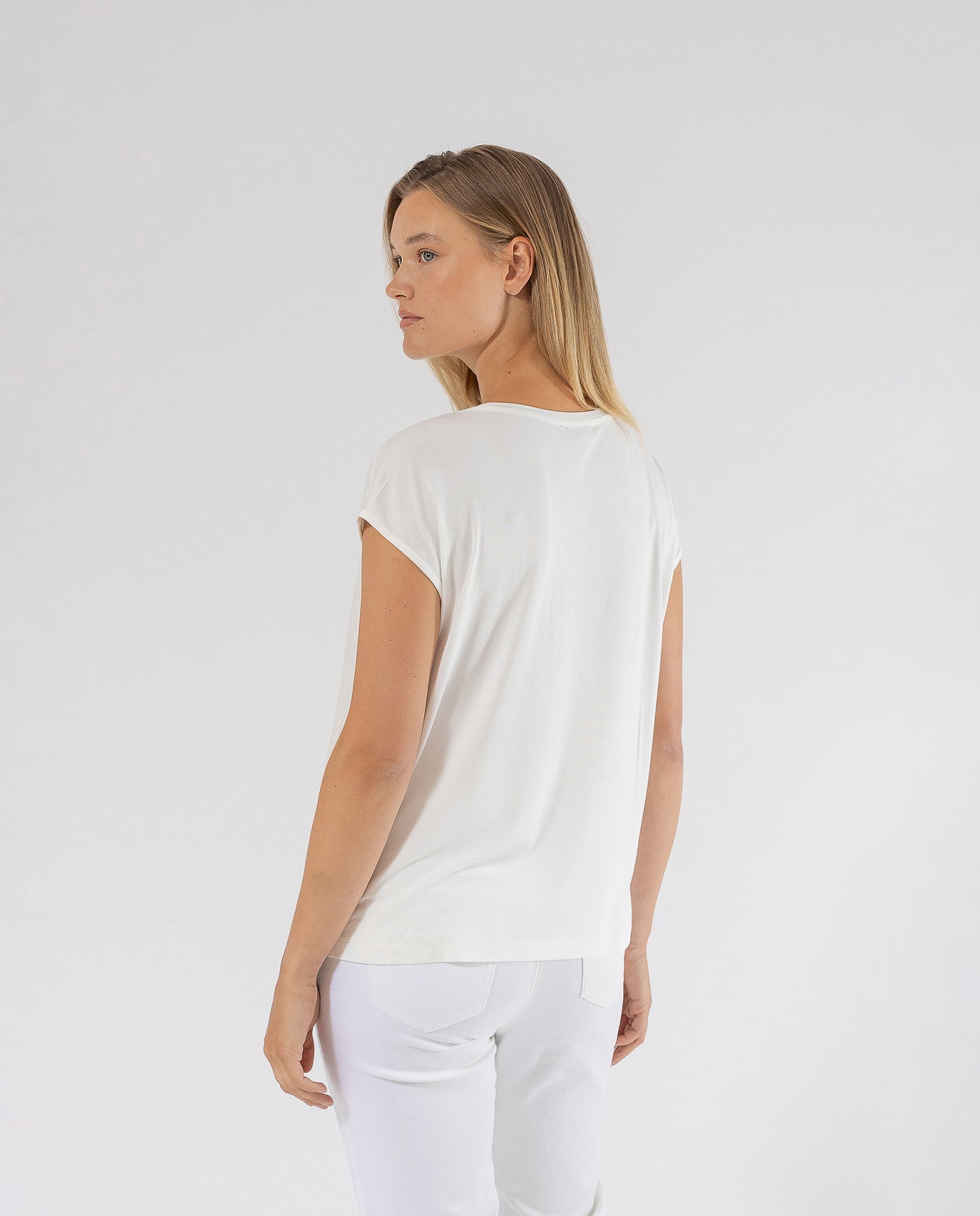 T-SHIRT Ecru CON PAILLETTES