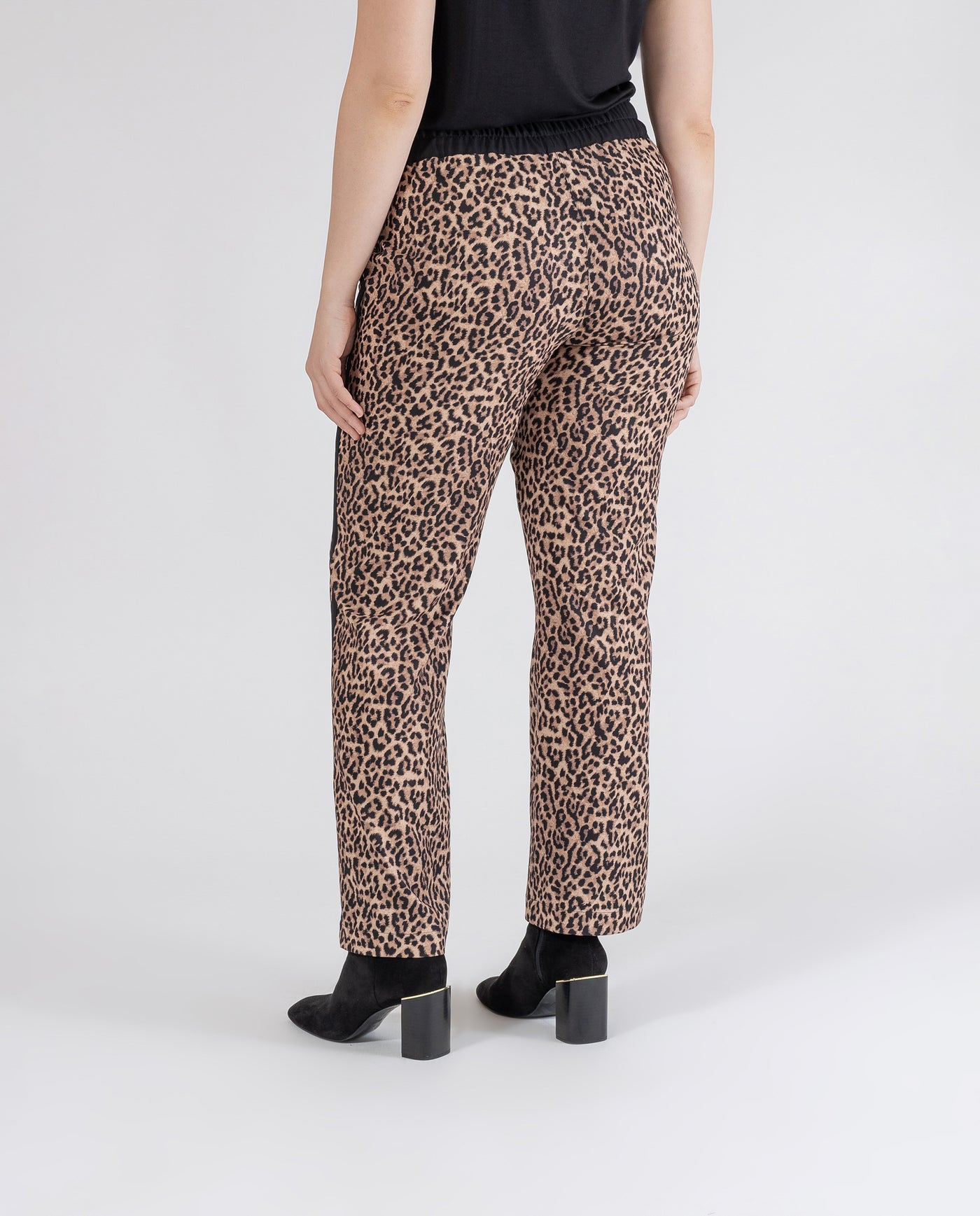 PANTALON LEOPARDO CINTURA CONTRASTE NEGRO