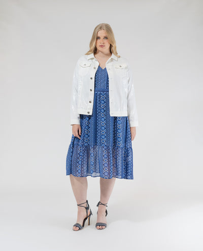 SEQUIN JACKET WITH POCKETS AND WHITE PLASTON