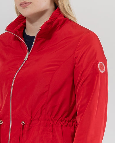 PARKA CORTA MANGA LARGA Y CUELLO ALTO ROJO