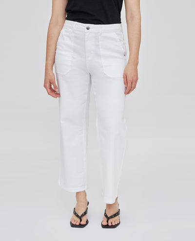 PANTALÓN CAPRI CON BOLSILLOS PLASTRON BLANCO