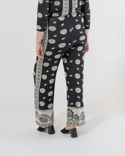 PANTALÓN JACQUARD CON LUREX NEGRO