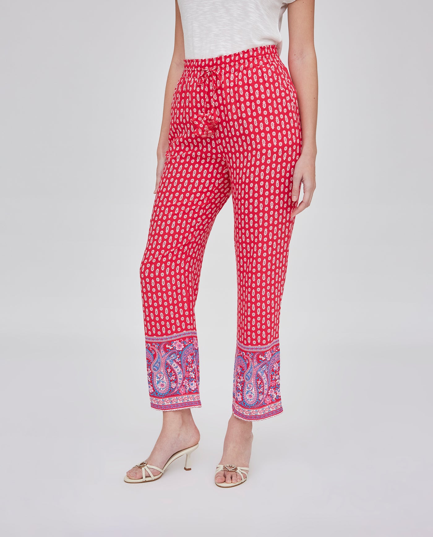 PANTALON ESTAMPADO POSICIONAL CON CINTURA ELASTICA  NARANJA